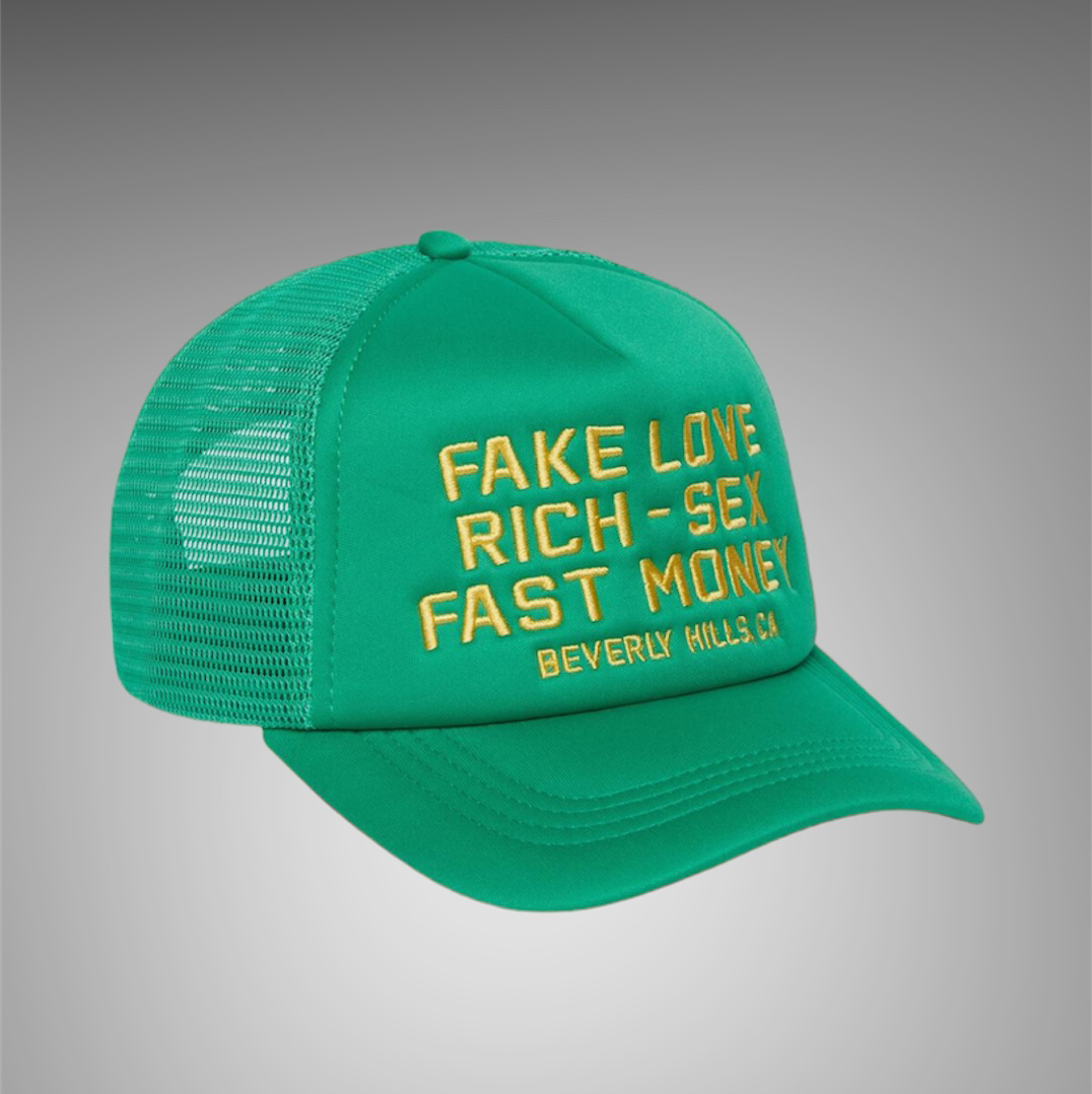 Homme Femme Fake Love Trucker Hat Green