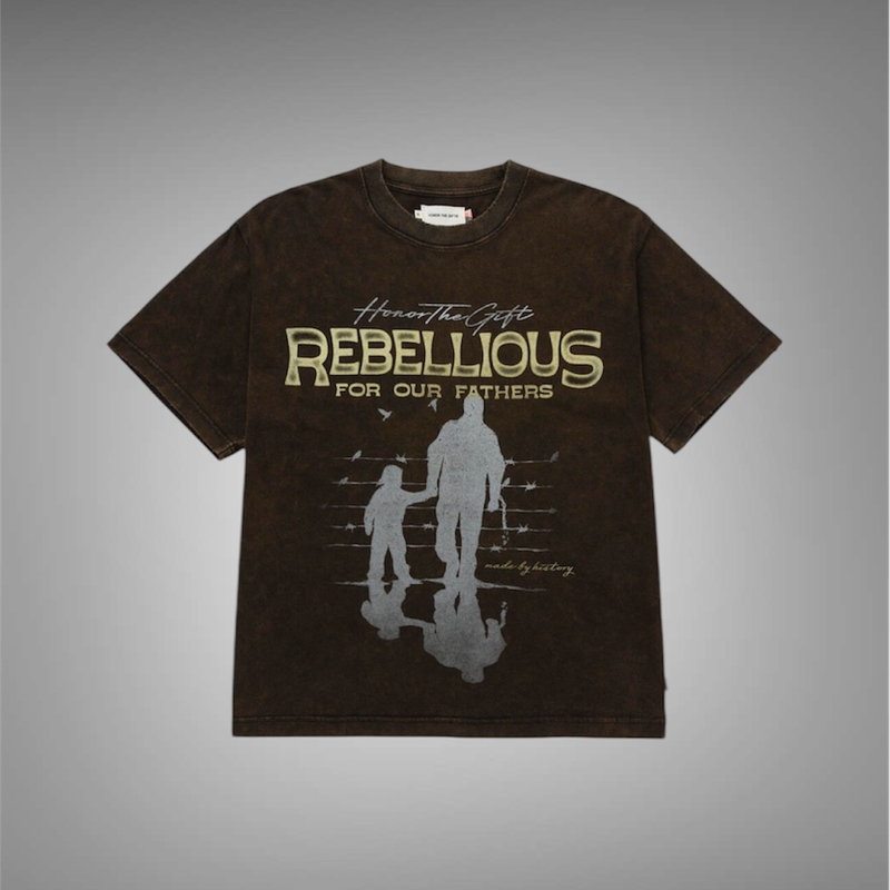 REBELLIOUS FOR OUR FATHERS SS TEE BLACK VINTAGE