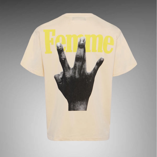 Twisted Fingers Tee Cream with Brown and Yellow