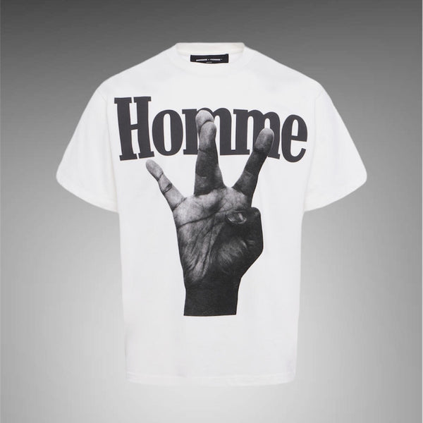 Twisted Fingers Tee White with Black