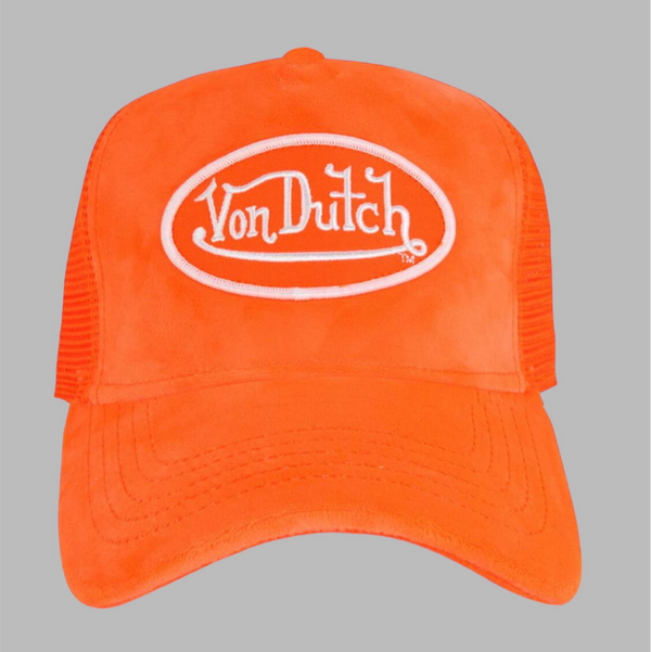 VonDutch Velvet Neon Orange Trucker