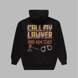 Market Call My Lawyer Sign hoodie q4 15oz with graphic screenprint Black