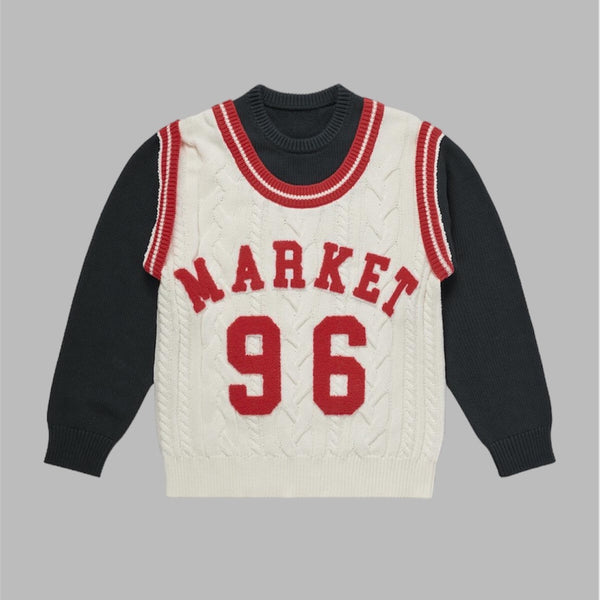 Market Home Team Sweatshirt Q4 Knit Sweater With Cable Knit Jersey Ecru