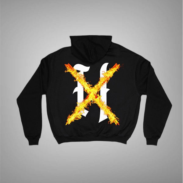 XHostile flame hoodie Black orange