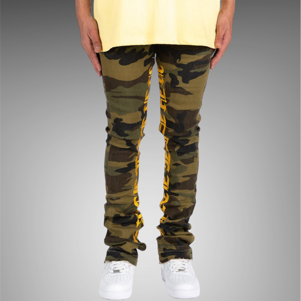 Pheelings Against All Odds Flare Stack Denim PH-SS23-52 Camo Yellow