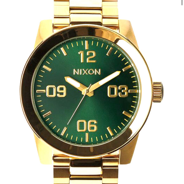 Corporal Stainless Steel Watch  Gold / Green Sunray